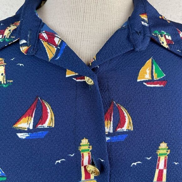 Bon Worth Nautical Themed Button Down Short Size XL EUC - Picture 3 of 8